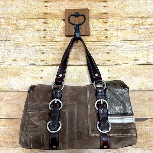 Coach Suede Metallic Satchel w/ Turnlock Closure NWT - Picture 4 of 9